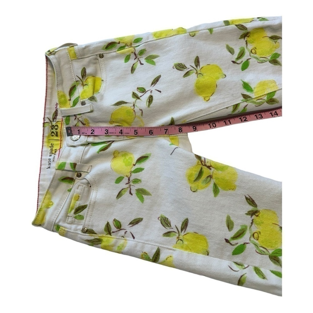 Kate Spade Ankle Length Skinny Jeans With Lemon Print - Size 23 - Picture 11 of 14